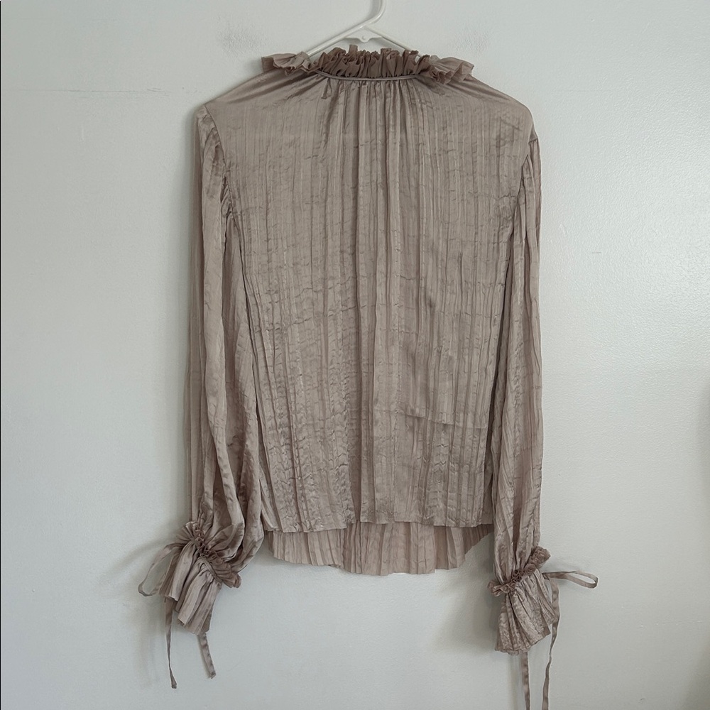 H&M Elegant Taupe Ruffle Blouse